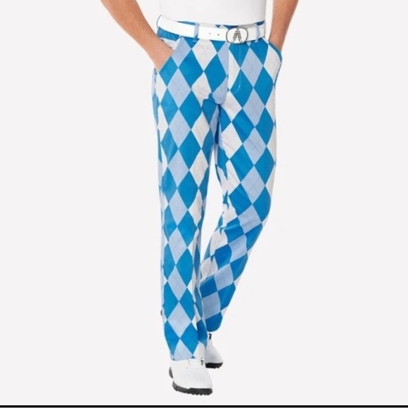 Royal & Awesome Blue & White Argyle “Old Tom’s” Golf Pants SZ 30 X 30. GUC